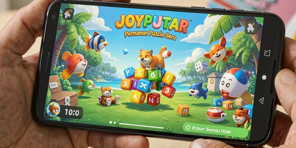 Tampilan gameplay JOYPUTAR dengan teka-teki menantang dan interaksi menarik.
