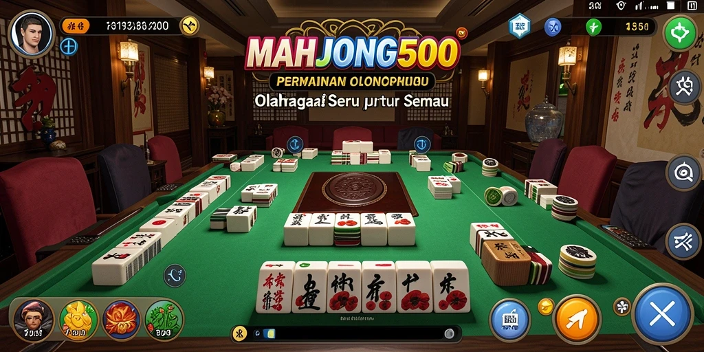 Menampilkan gameplay MAHJONG500 yang mendebarkan dan penuh warna.