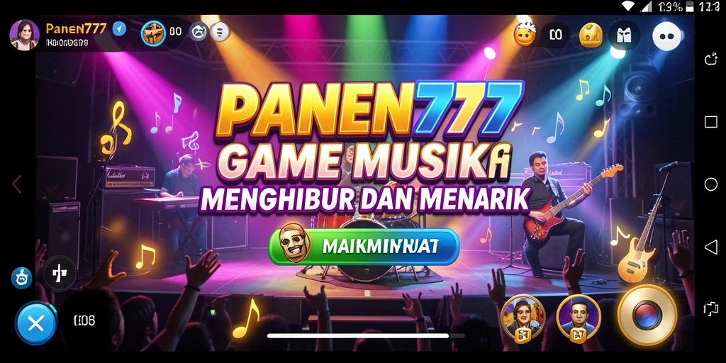 Tampilan gameplay PANEN77 dengan elemen musik yang mengasyikkan.