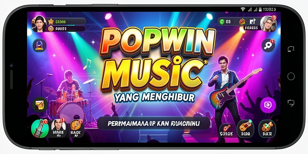 Screenshot menunjukkan gameplay interaktif yang seru dari game musik POPWIN.