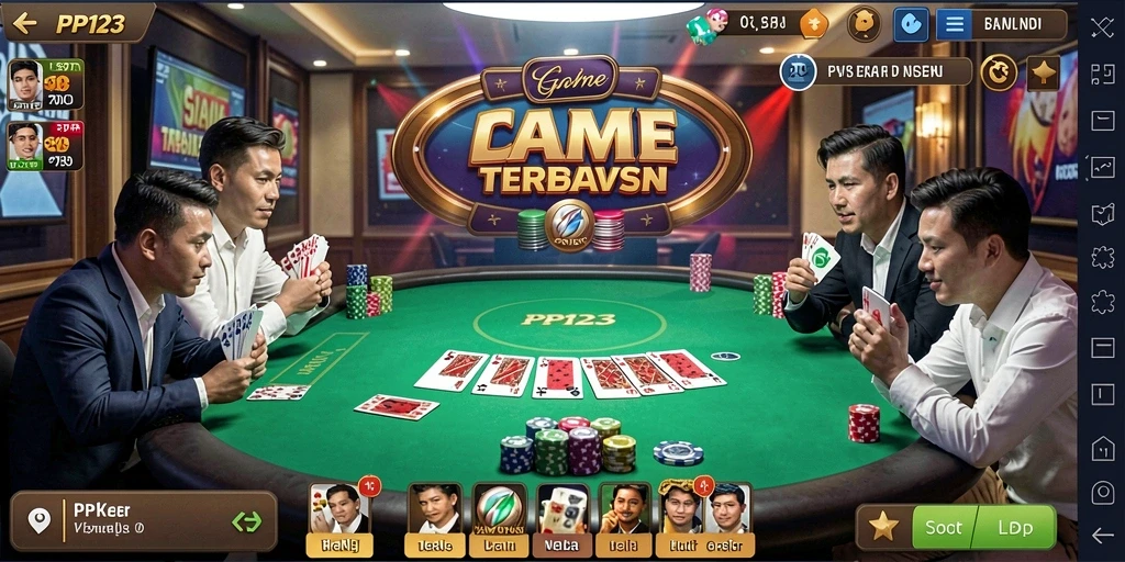 Screenshot gameplay poker yang menampilkan suasana seru dan interaksi pemain.