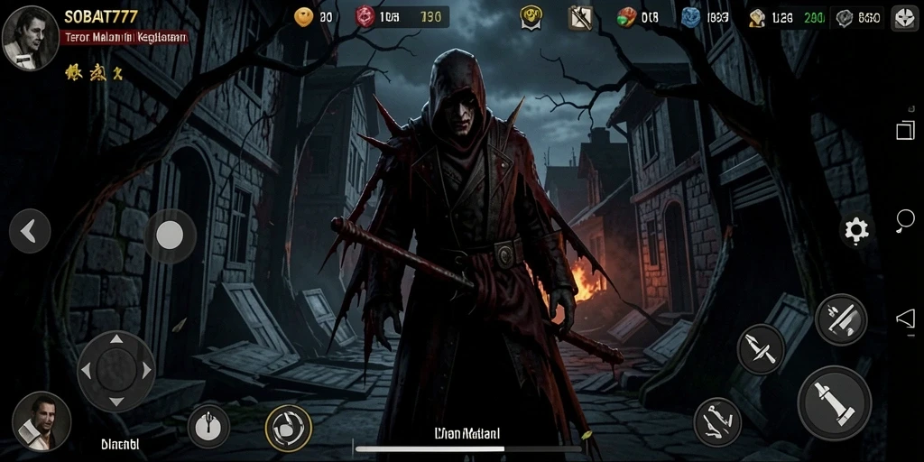 Screenshot menunjukkan momen menegangkan dari gameplay HORROR.