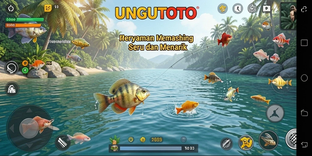 Screenshot gameplay UNGUTOTO yang menunjukkan pengalaman memancing yang seru.